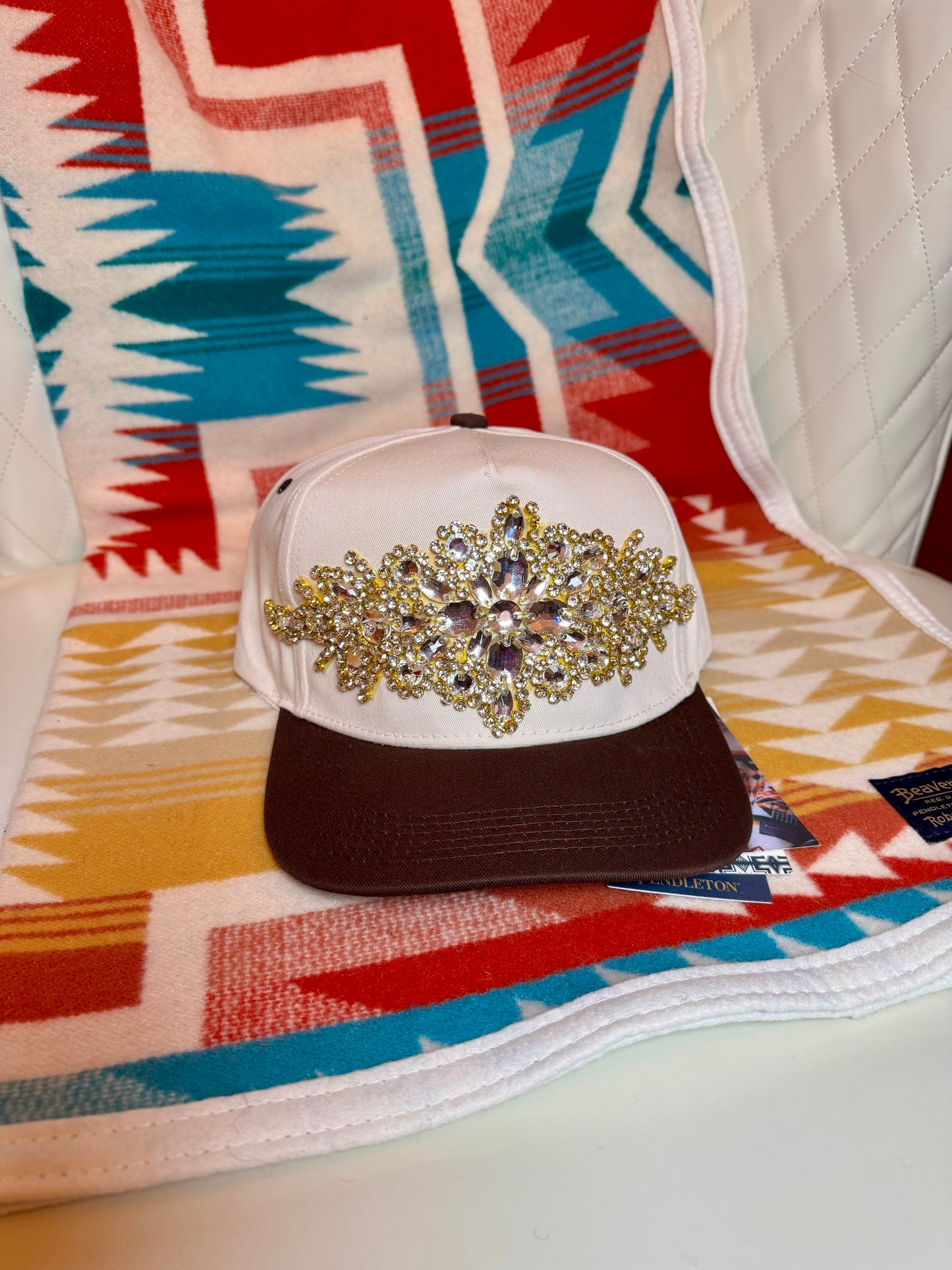 Clear Crystal Cap with Brown Brim