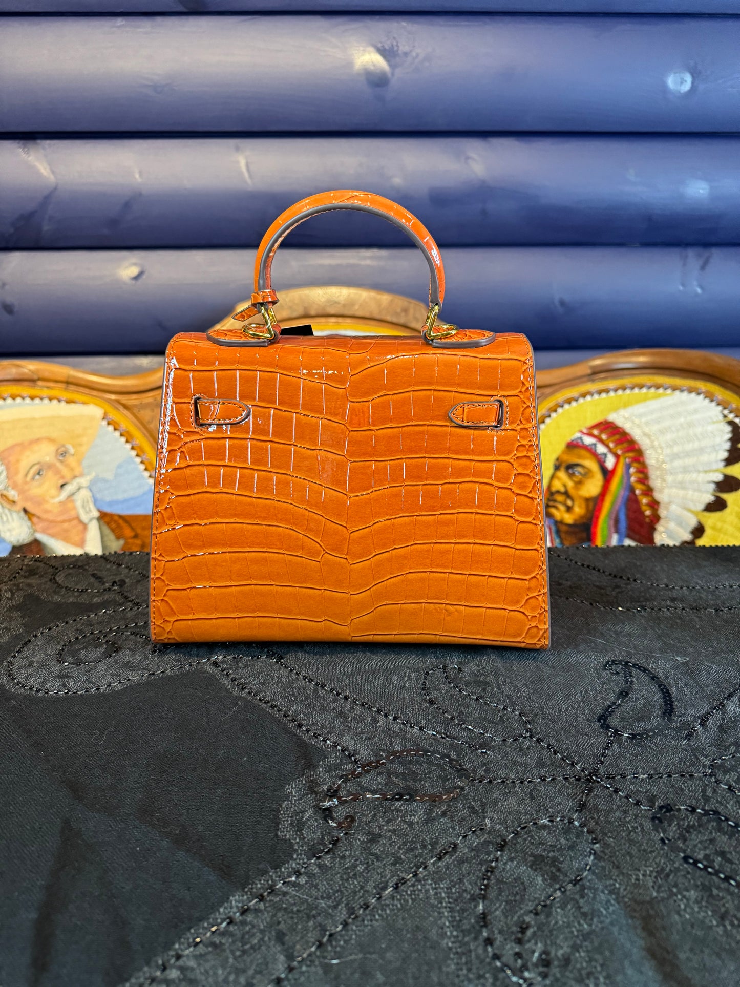 Orange Patent Leather Handbag