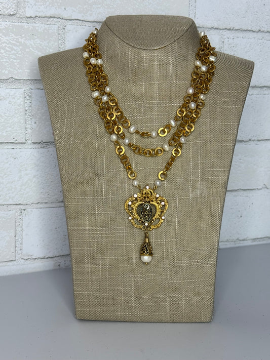 St. Benedict Pearl Crown Necklace