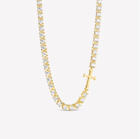 LUMINOUS CROSS TENNIS NECKLACE