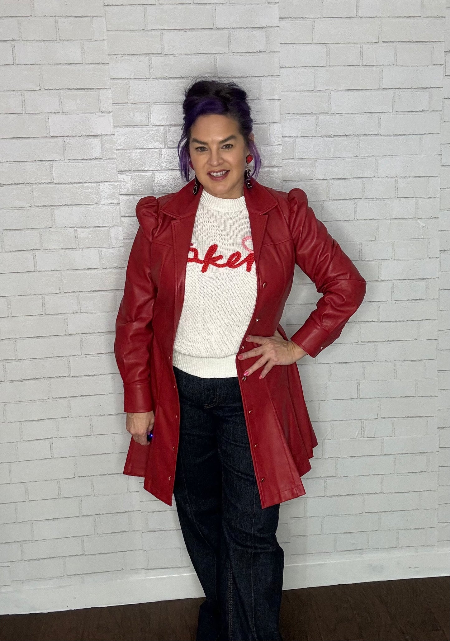 Faux Leather Belted Dress or Jacket