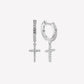 LUMINOUS PAVÉ CROSS HUGGIE HOOP EARRINGS