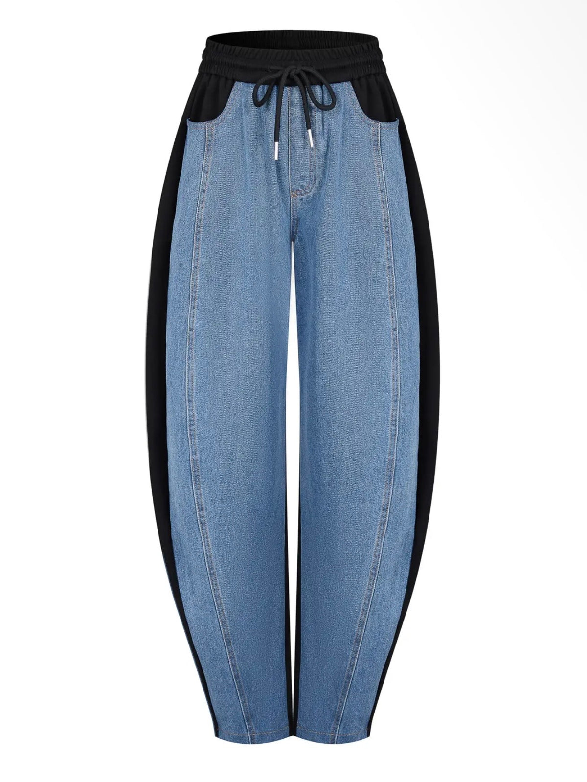 Mixed Jogger Barrel Pants (Black)