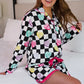 Checkered Conversation Hearts Ruffle Pajamas