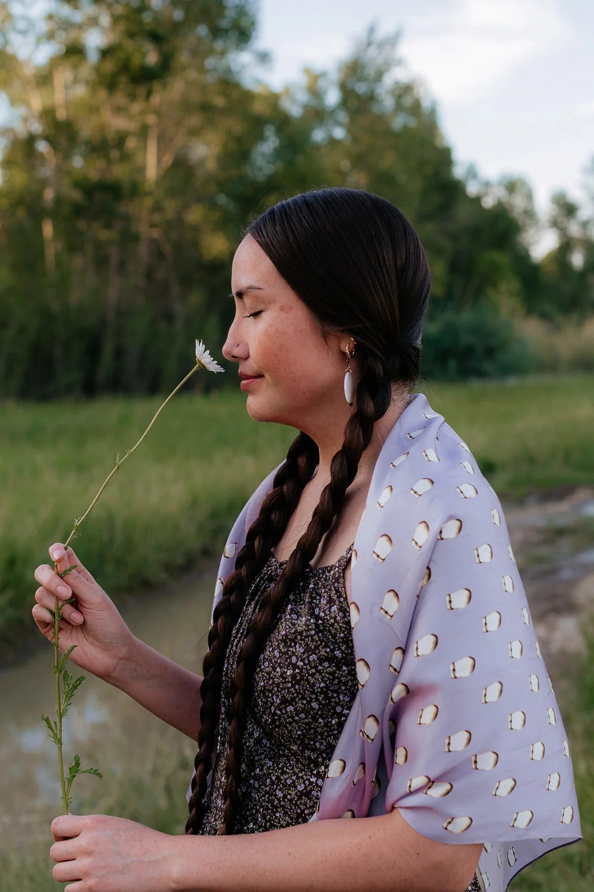 Elk Ivory Silk Scarf - Lavender