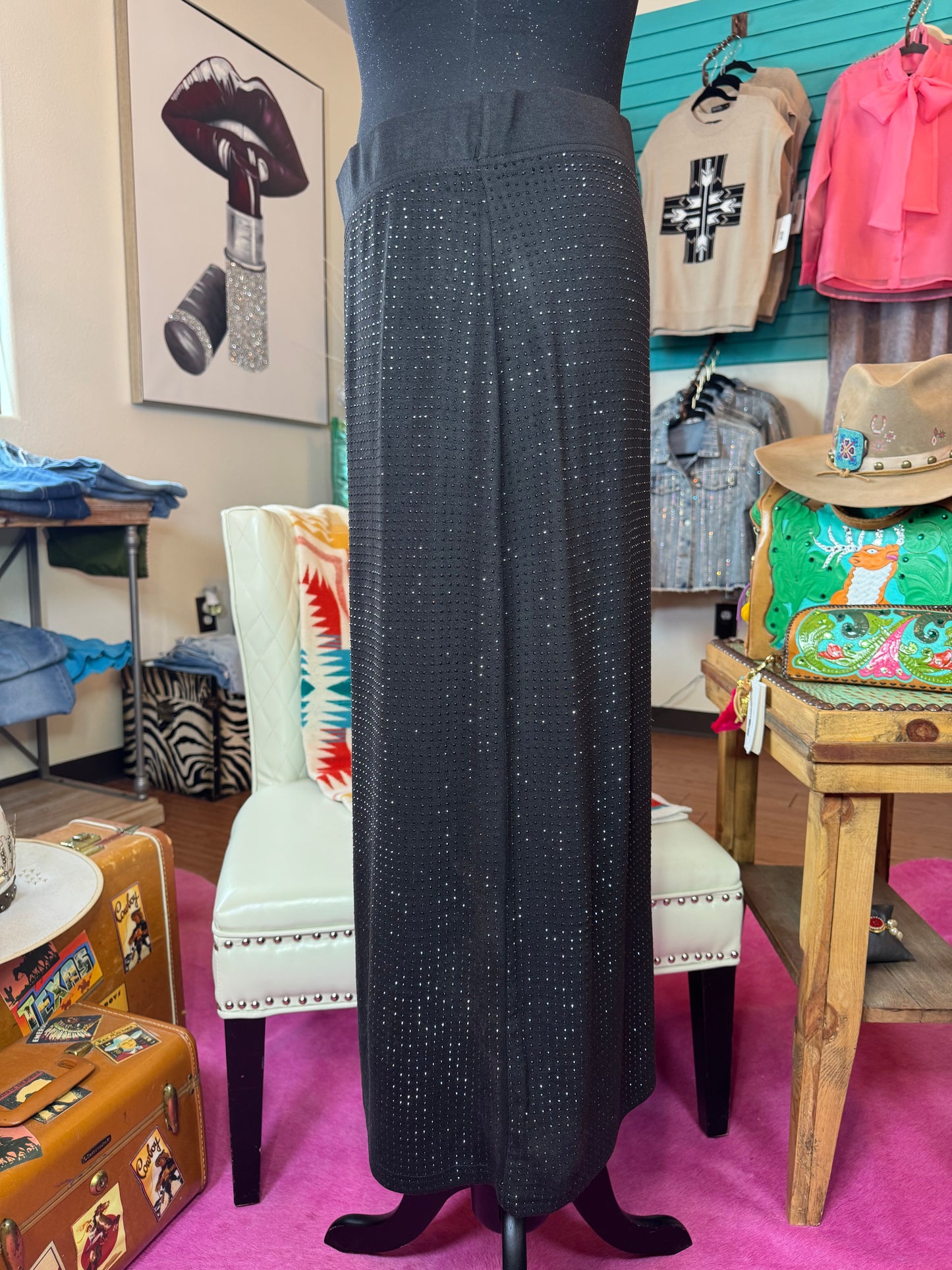Stone All Over Knit Skirt