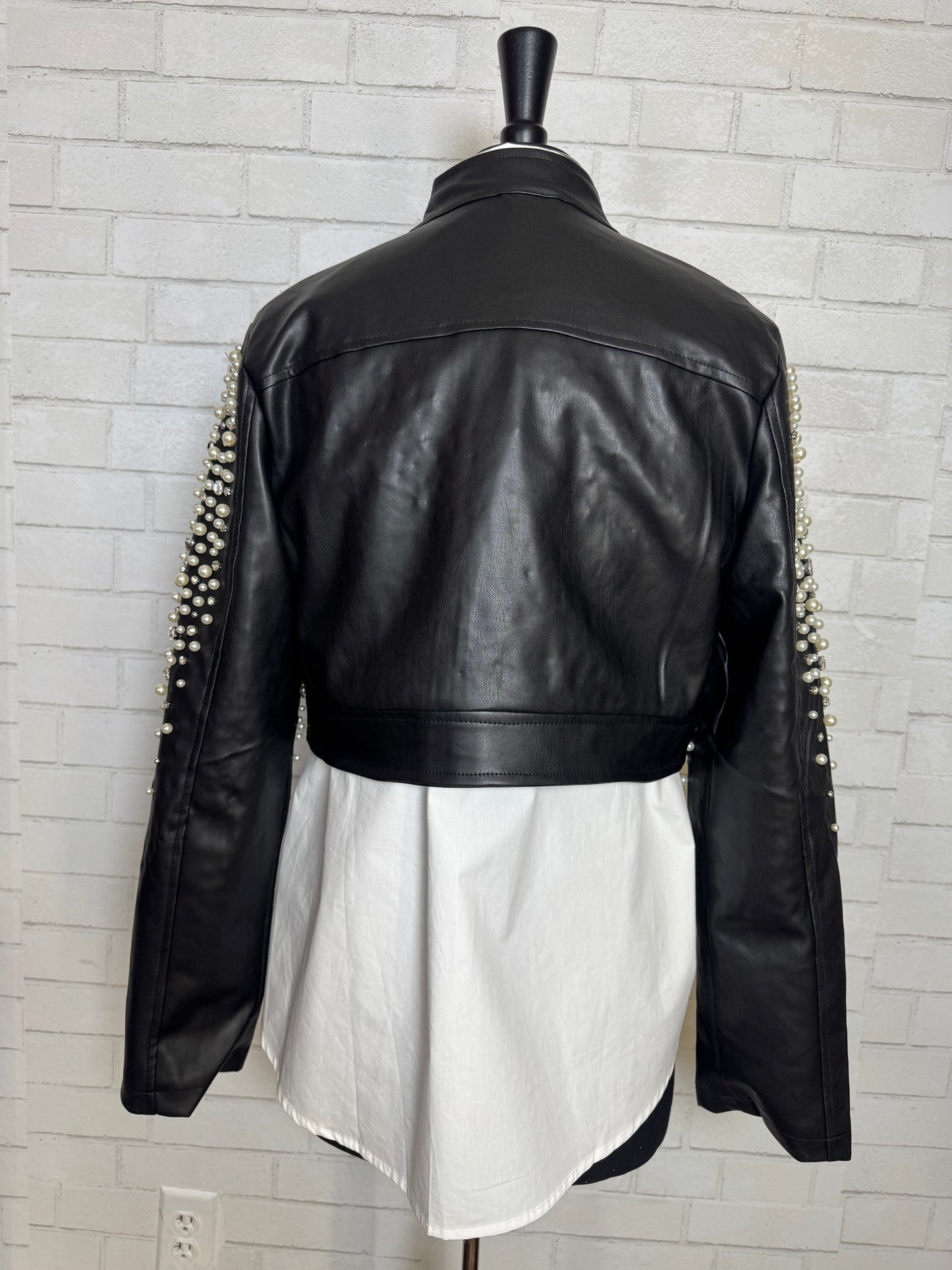Pearls & Rhinestone Crop Jacket
