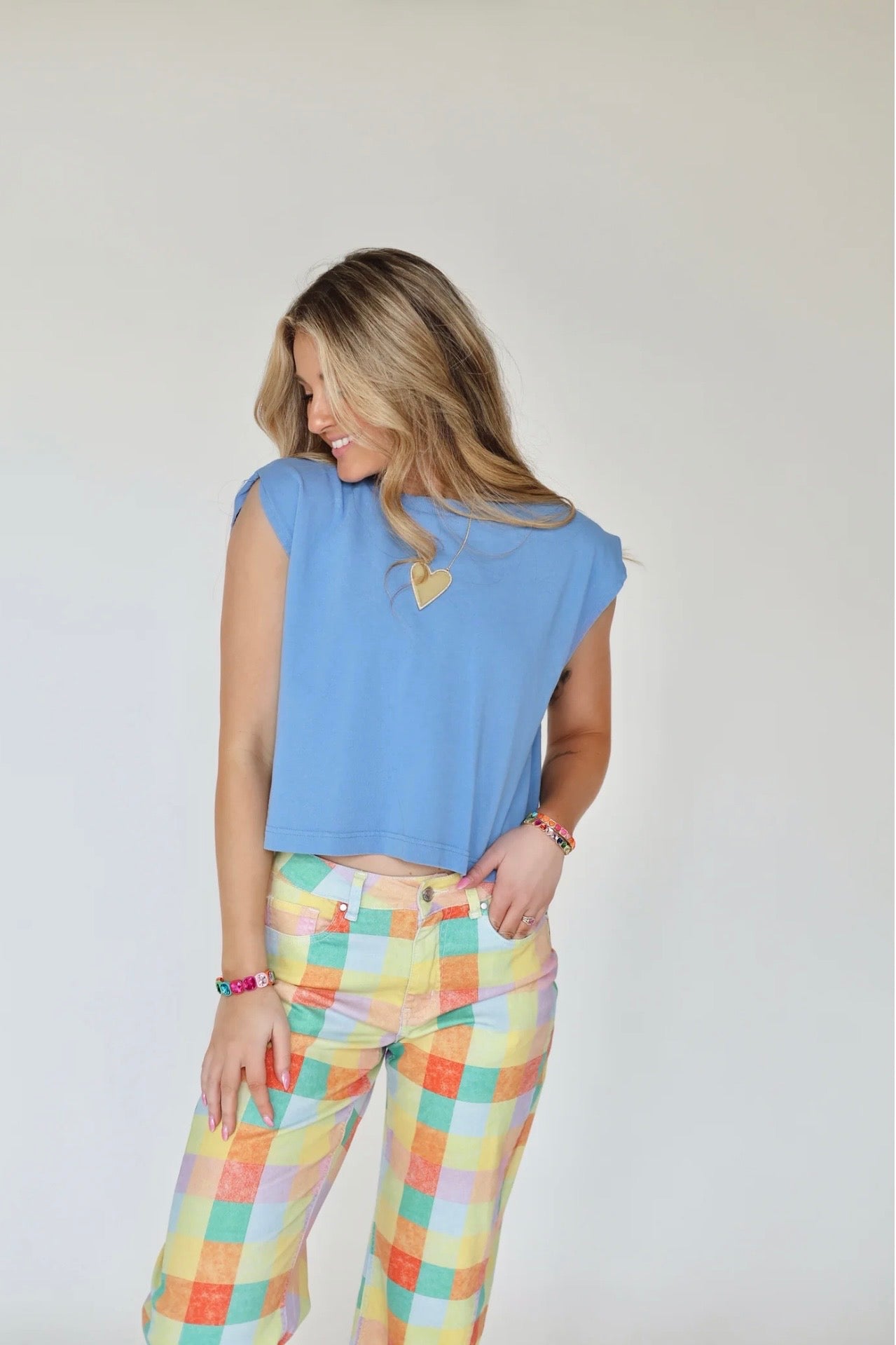 MADRAS PLAID BARREL PANTS