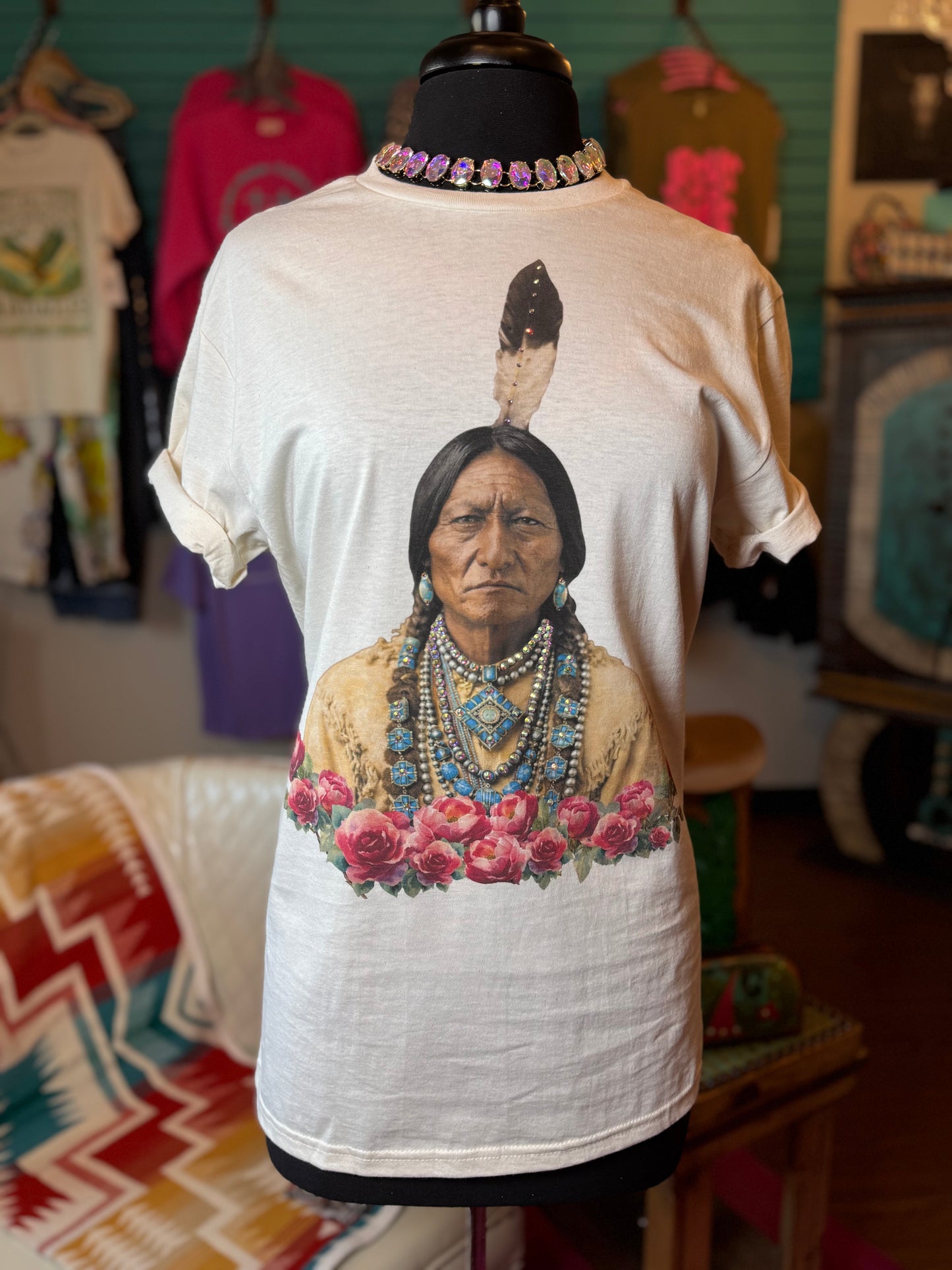 Sitting Bull Graphic Tee W/Stones and Roses