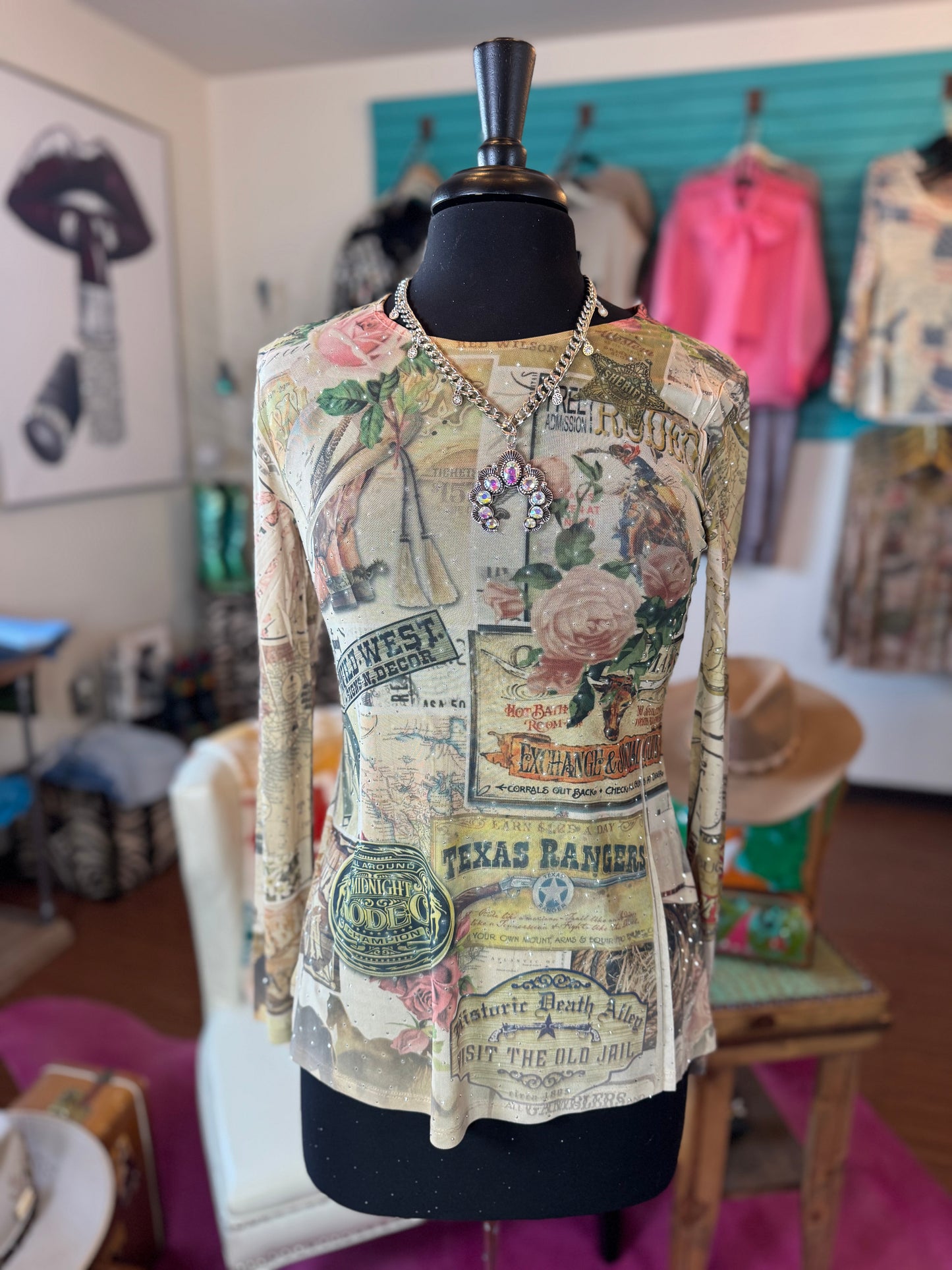 Vintage Western Mesh Top