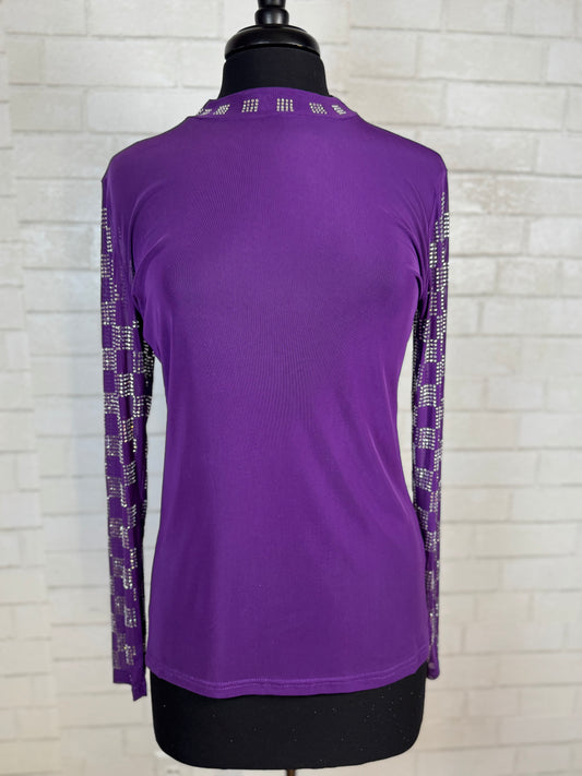 Checked in Purple Mesh Top