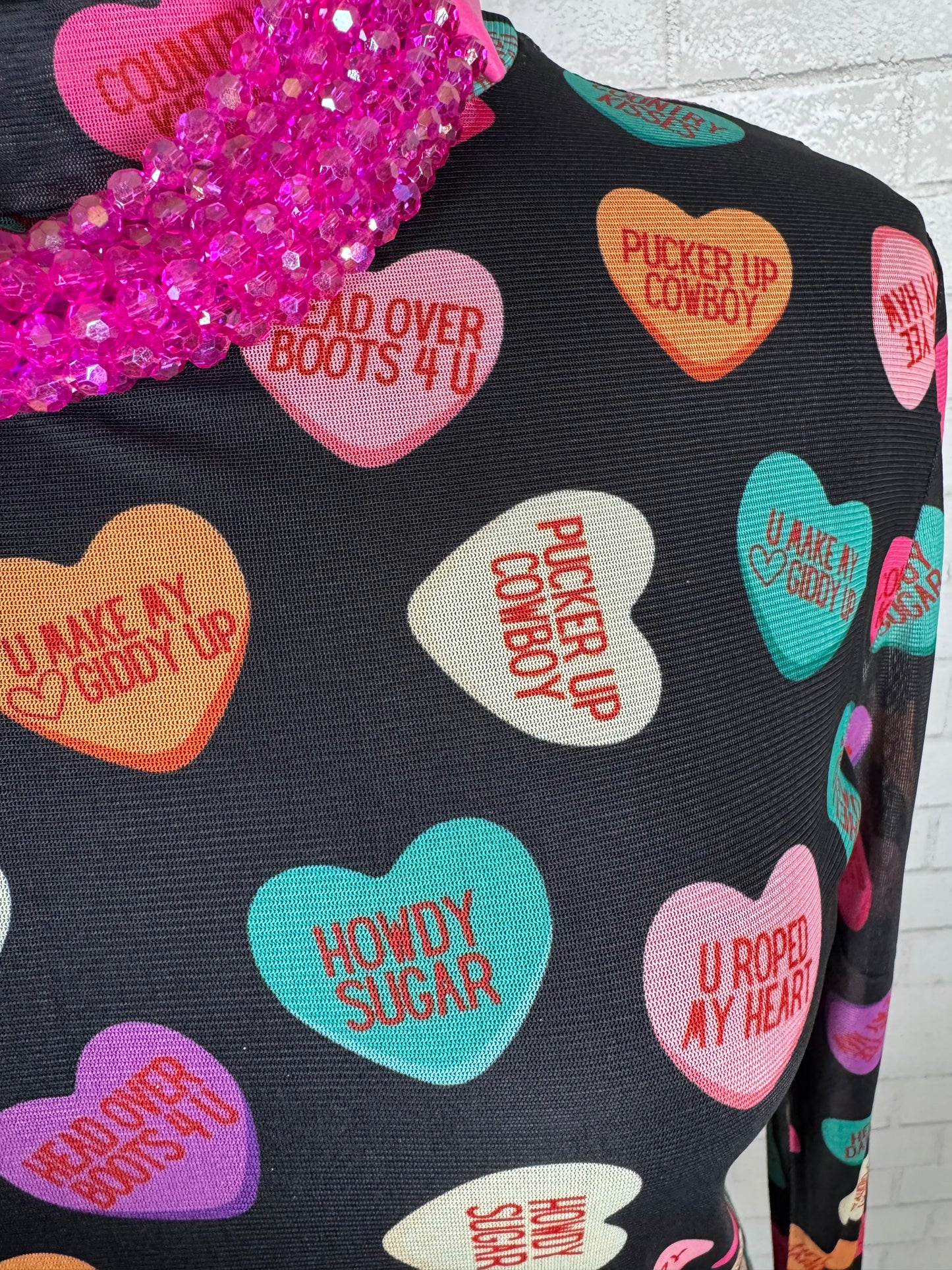 Cowboy Valentine Mesh Top