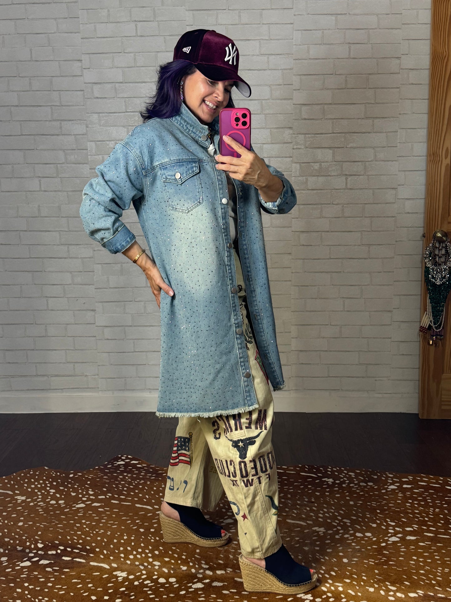 Long Denim Sparkly Jacket