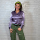 Lilac Soft Satin Pullover Button Up