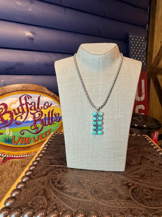 Kingman Turquoise Pendant on 4mm 18” Navajo Pearls