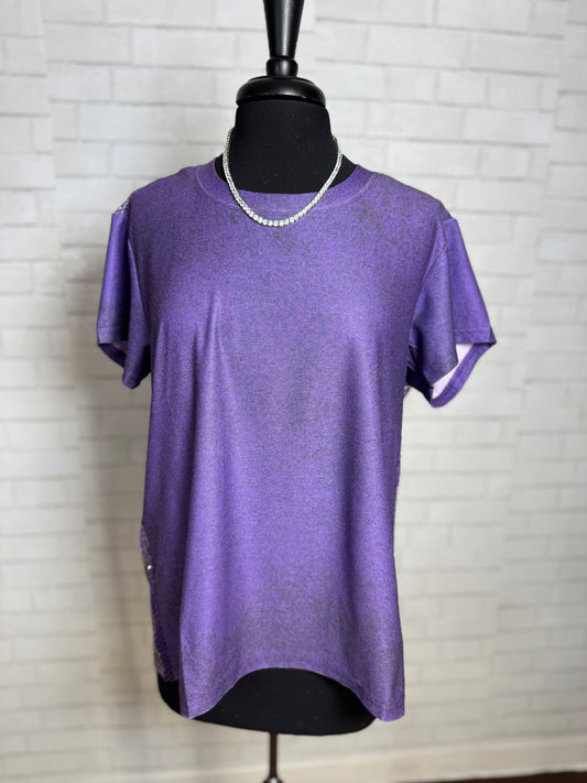 Purple Sparkle Mesh Tee