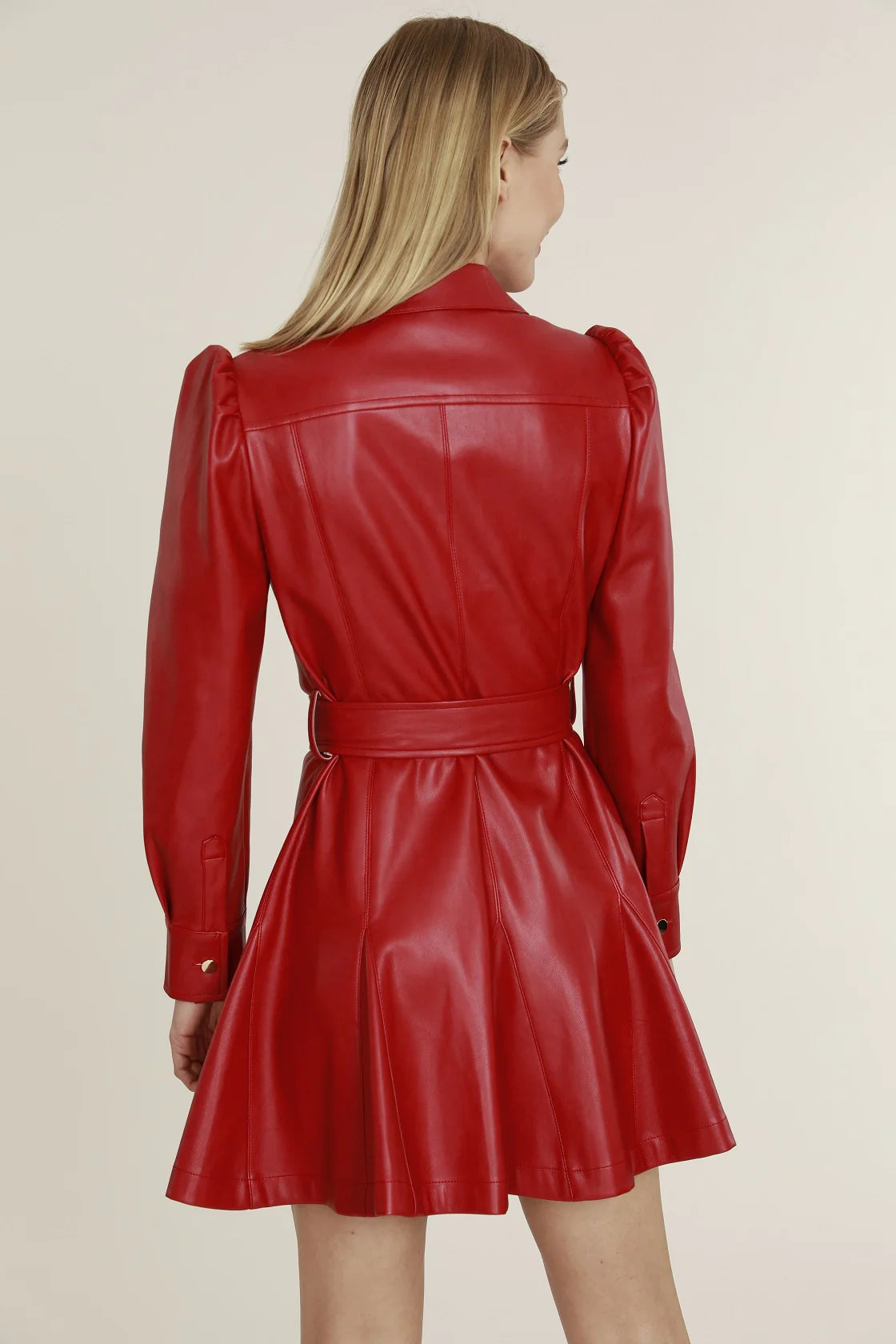 Faux Leather Belted Dress or Jacket