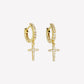 LUMINOUS PAVÉ CROSS HUGGIE HOOP EARRINGS