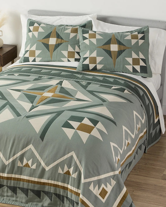 Quilted Star Cotton Matelasse Shale King Size