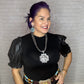Double Pearl Beads with Metal Cross Necklace