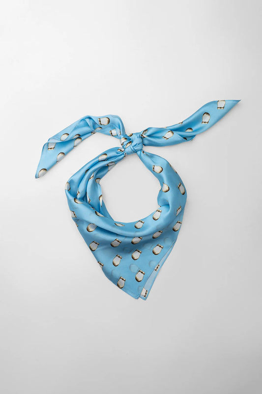 Elk Ivory Silk Scarf - Sky Blue