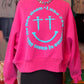Luke 24:6 Nail Smiley Crop Sweatshirt