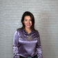 Lilac Soft Satin Pullover Button Up