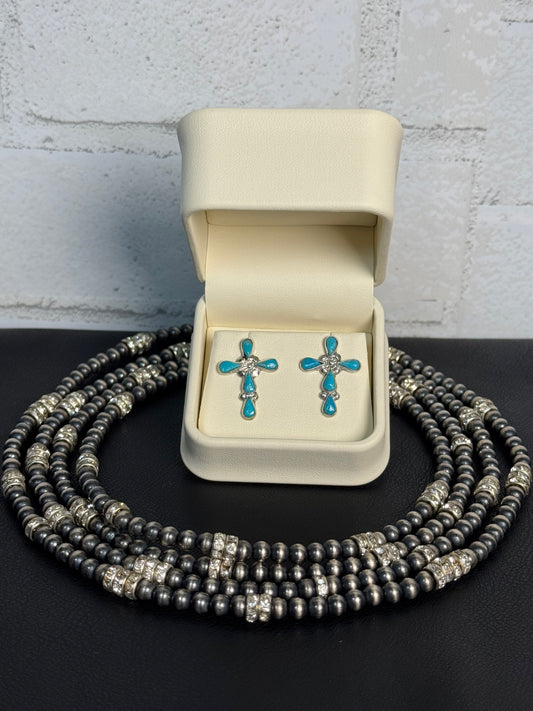 Turquoise Cross Earrings