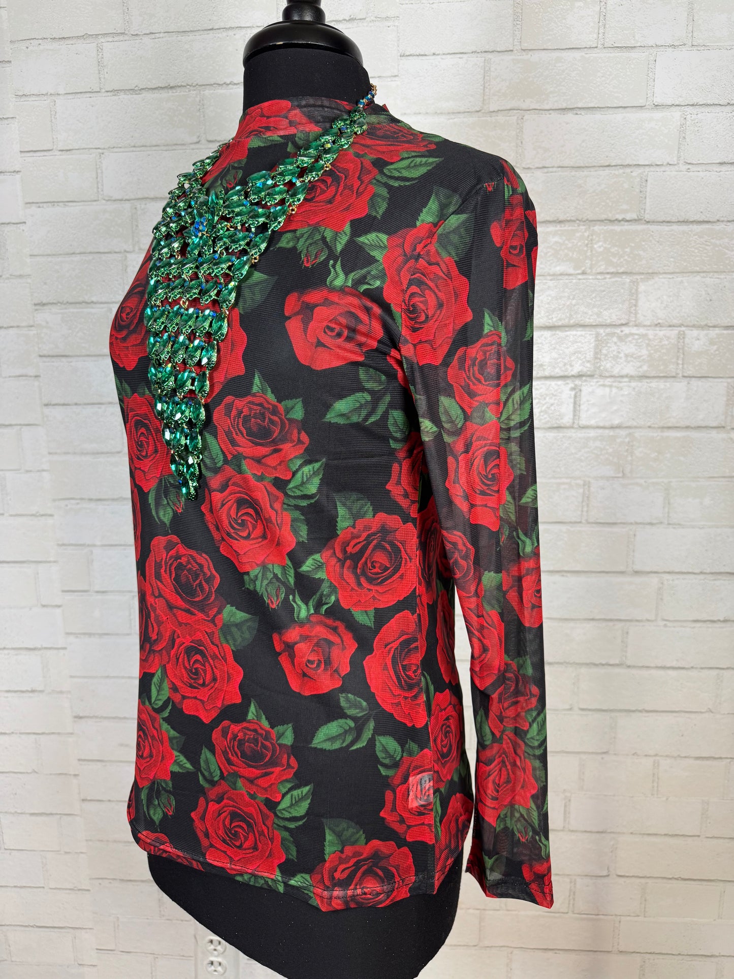 The Red Rose Mesh Top