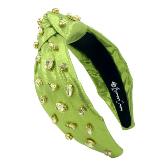 Adult Size Shimmer Headband w/Hand-Sewn Crystals in Green