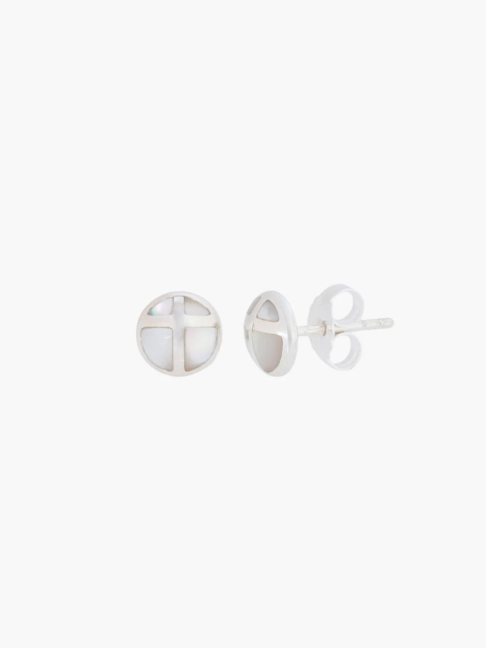 Mother of Pearl Cross Stud Earrings