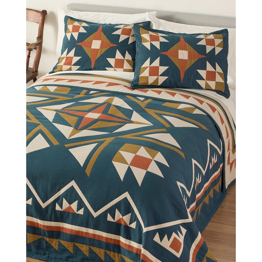 Quilted Star Cotton Matelasse Indigo King Size