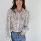 Sheer Chiffon Horseshoe Print Blouse