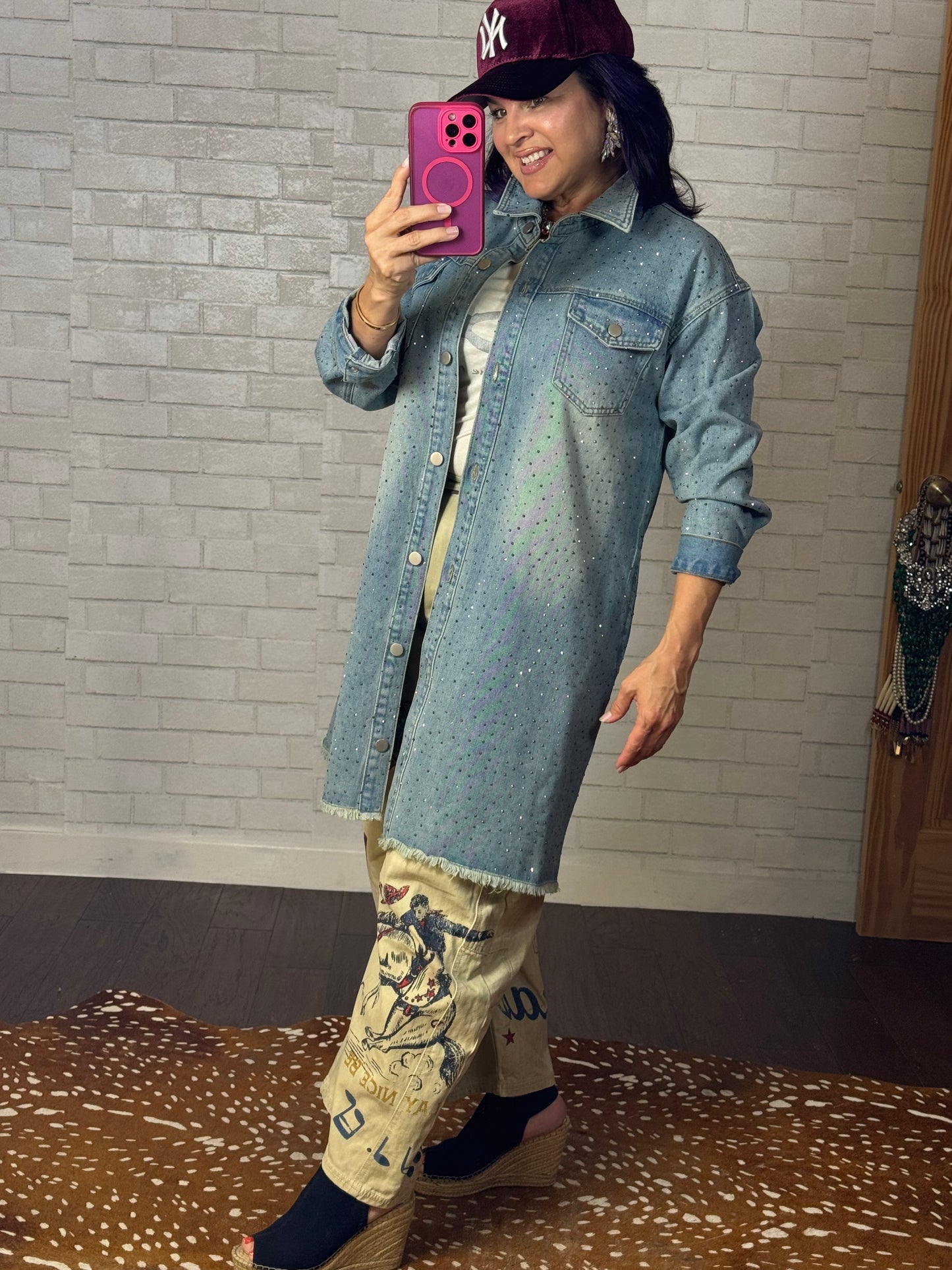 Long Denim Sparkly Jacket