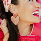 Red & Pink Double Drop Heart Crystal Earrings