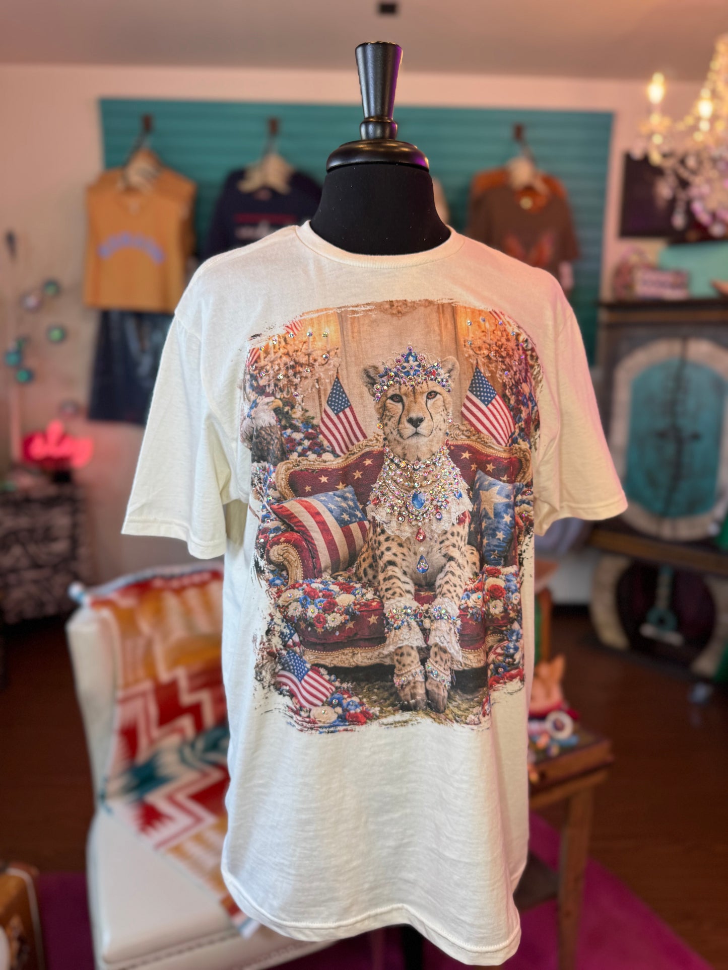 Patriotic Cheetah Tee w/Sparkles