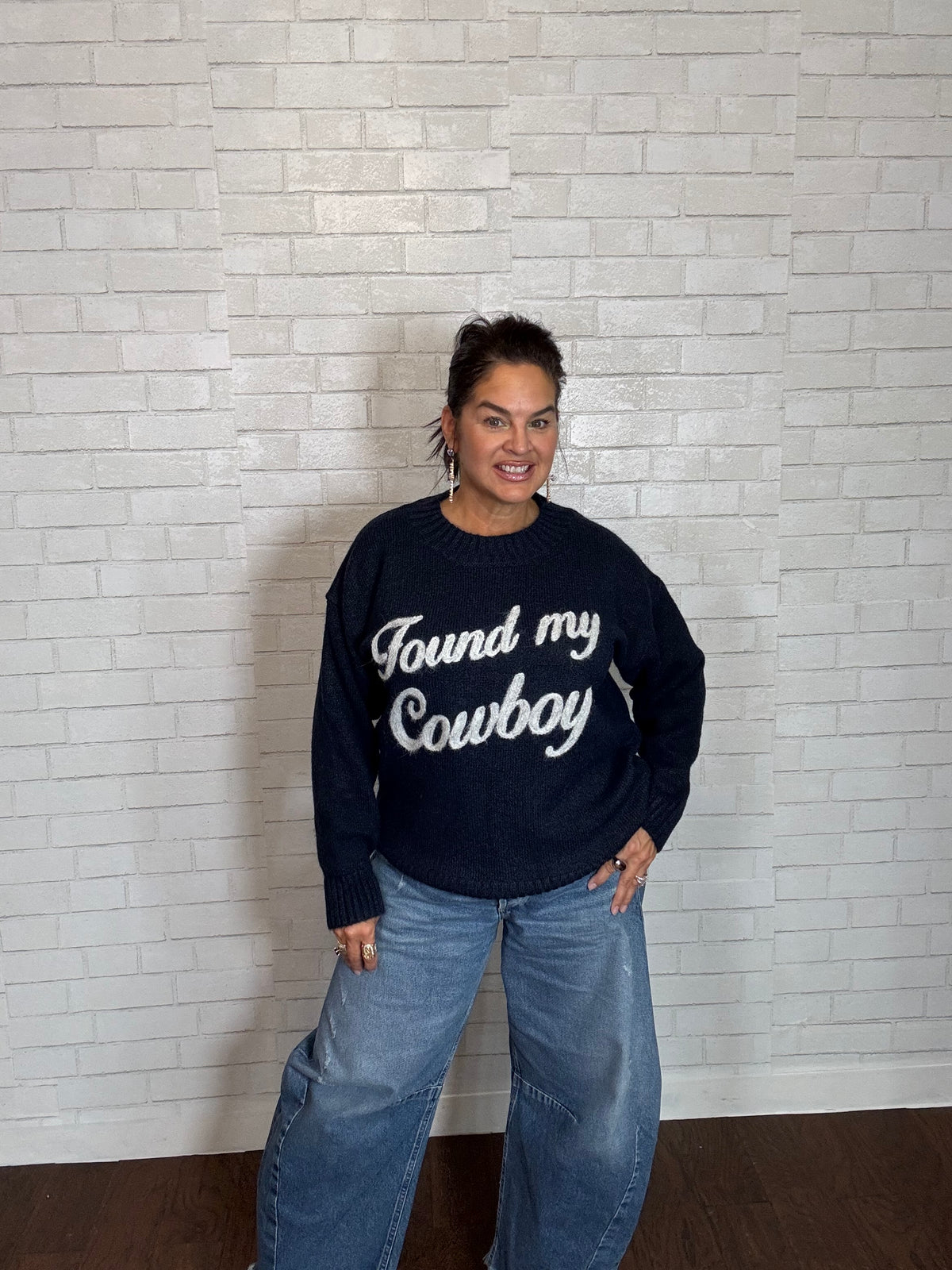“Found My Cowboy” Graphic Knit Pullover