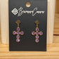 Lavender Crystal Cross Earrings
