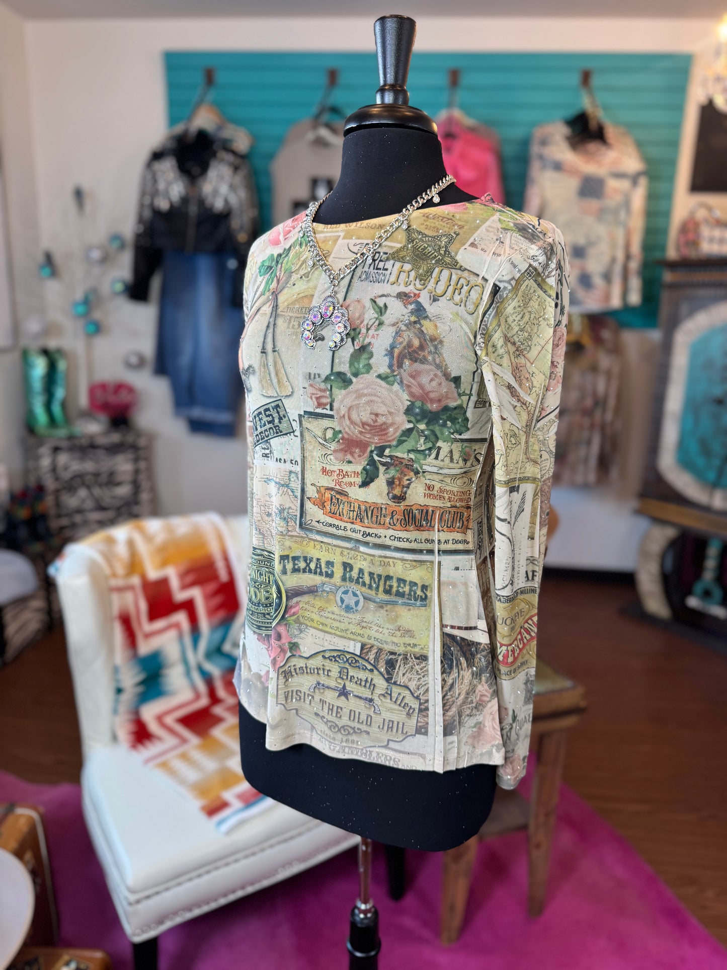Vintage Western Mesh Top