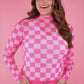 Bubblegum Pink Checkered Mesh Top