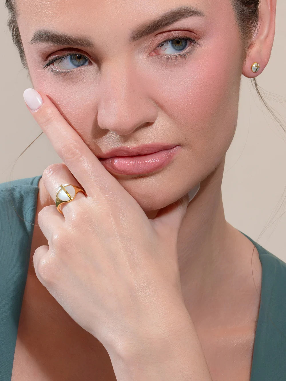 Mother of Pearl Cross Ring