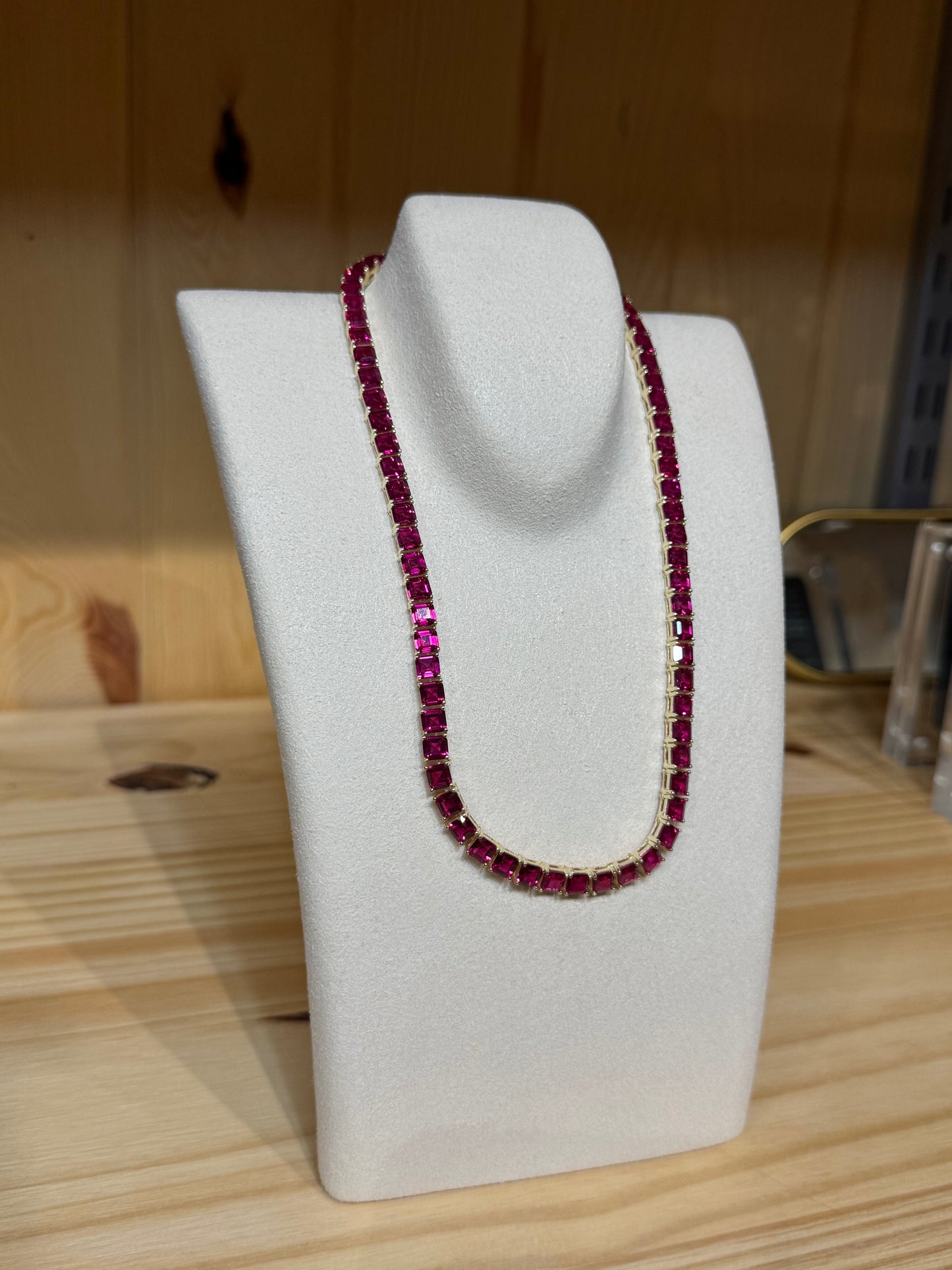 Beautiful Goldtone Ruby Set (Necklace, Bracelet & Earrings)