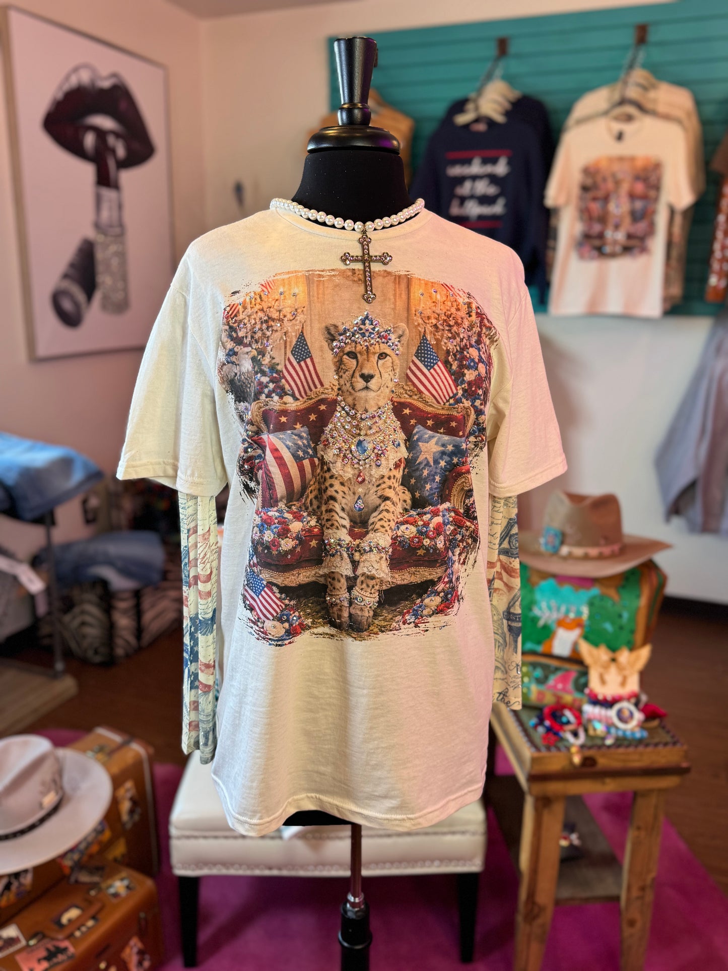Patriotic Cheetah Tee w/Sparkles