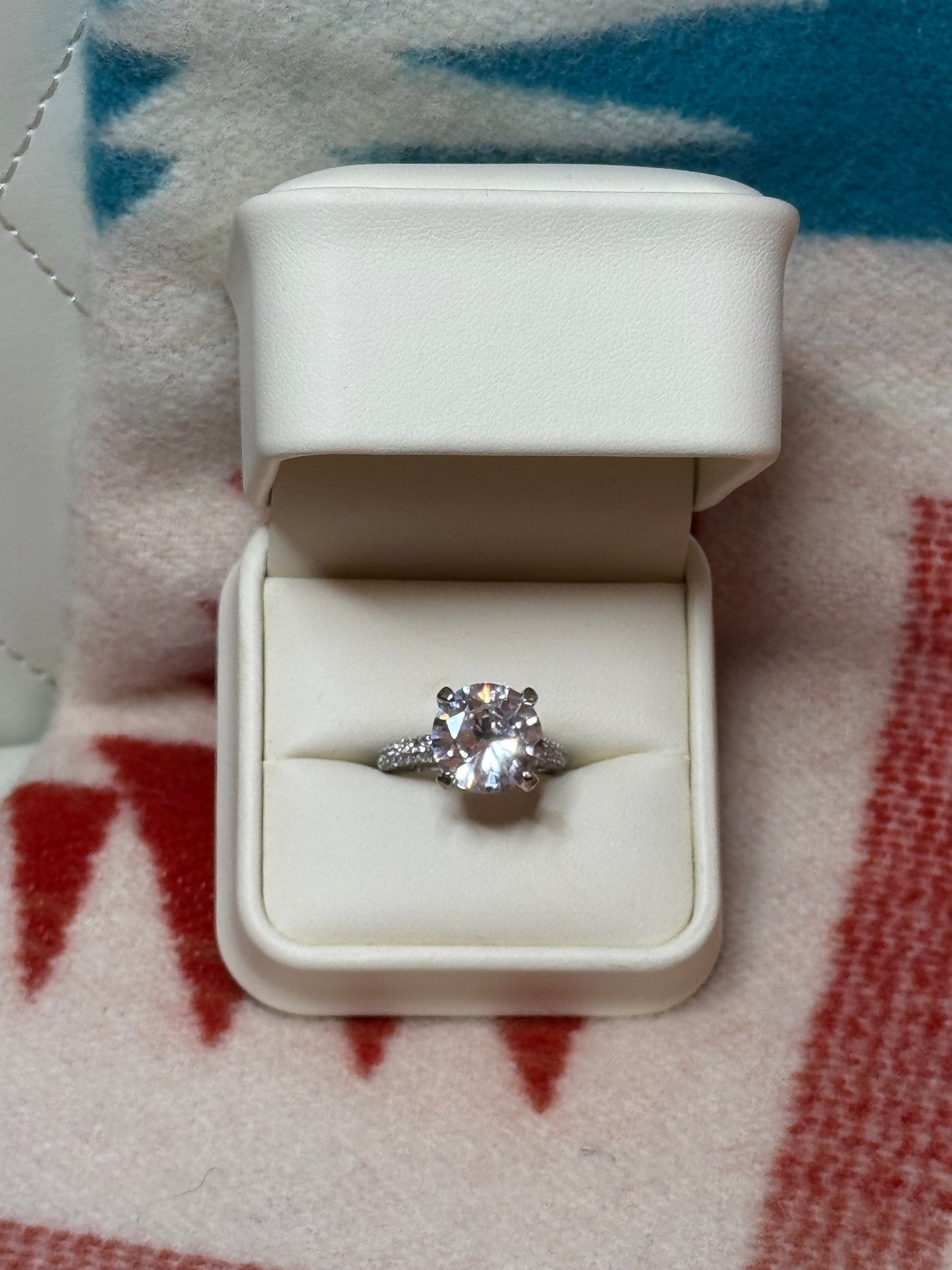 CZ Solitaire Diamond w/Pave’ Diamond Band