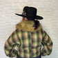 Faux Fur Plaid Crop Jacket
