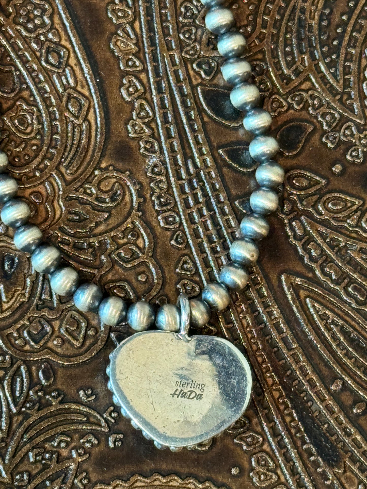 Turquoise Heart Pendant on 4mm Navajo Pearls