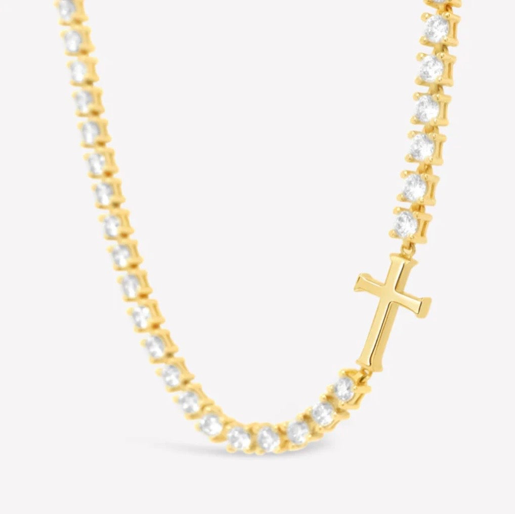 LUMINOUS CROSS TENNIS NECKLACE