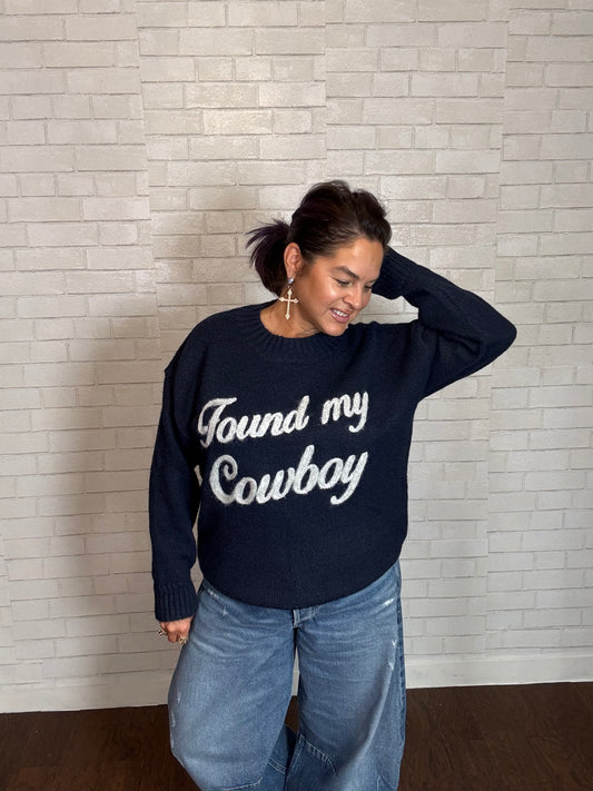 “Found My Cowboy” Graphic Knit Pullover