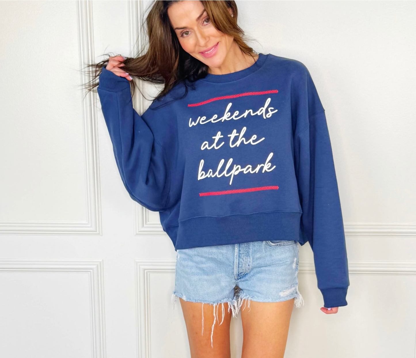 Weekends at the Ballpark Crop Sweatshirt