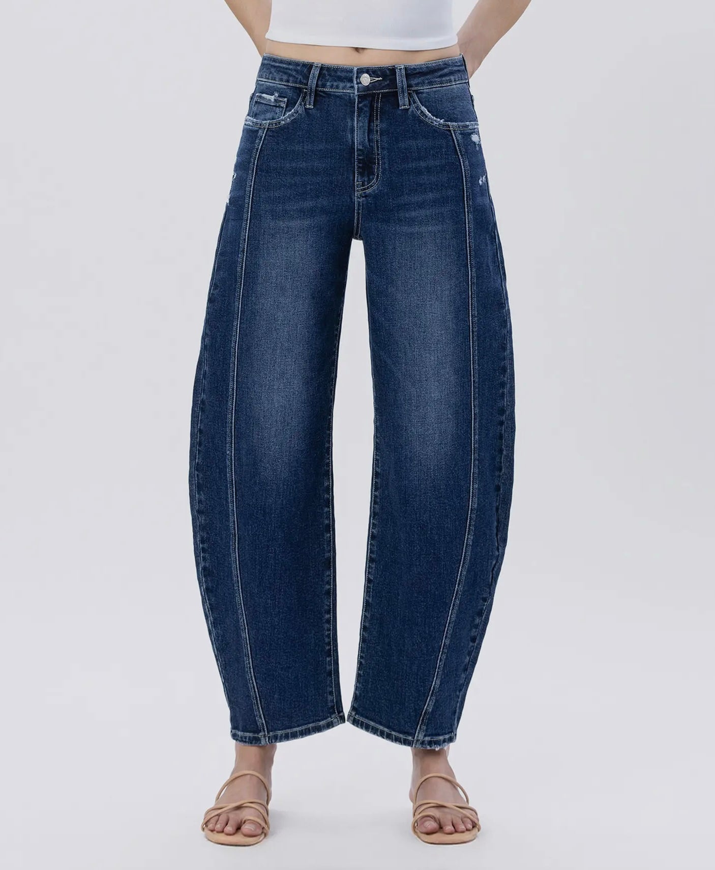 Super High Rise Seam Barrel Jeans